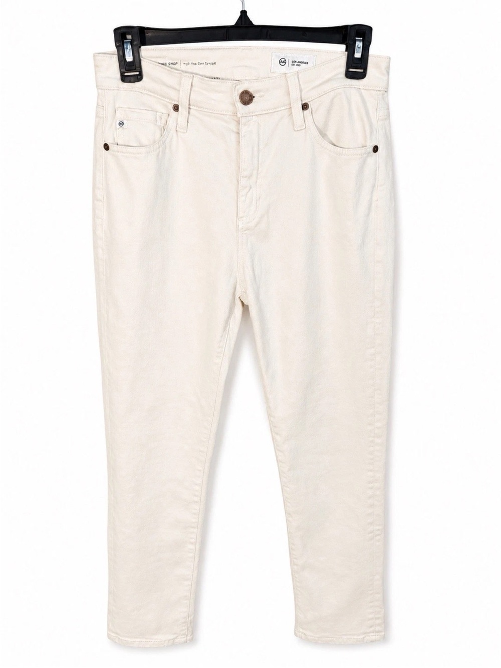 AG Adriano Goldschmied Mari Crop Jeans Womens 27 High Rise Slim Straight Ivory
